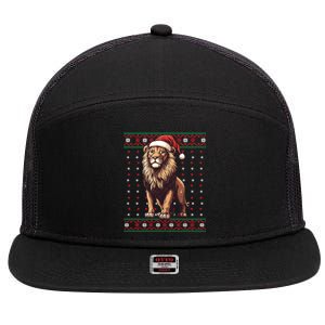 Lion Lover Santa Hat Funny Holiday Ugly Christmas 7 Panel Mesh Trucker Snapback Hat