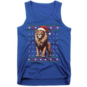 Lion Lover Santa Hat Funny Holiday Ugly Christmas Tank Top