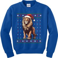 Lion Lover Santa Hat Funny Holiday Ugly Christmas Kids Sweatshirt