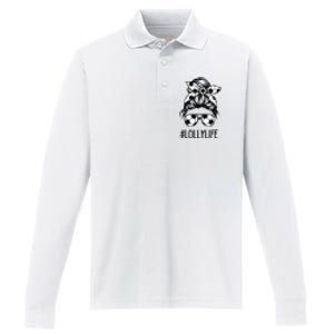 Lolly Life Soccer Lolly Mothers Day Messy Bun Performance Long Sleeve Polo