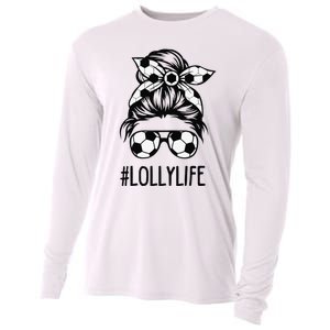 Lolly Life Soccer Lolly Mothers Day Messy Bun Cooling Performance Long Sleeve Crew