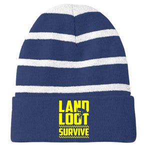 Land Loot Survive Striped Beanie with Solid Band