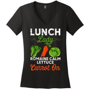 Lunch Lady Squad Cafeteria Worker Dinner Lady Cooking Women's V-Neck T-Shirt