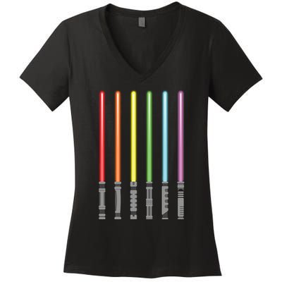Light Sword Rainbow Color Women's V-Neck T-Shirt