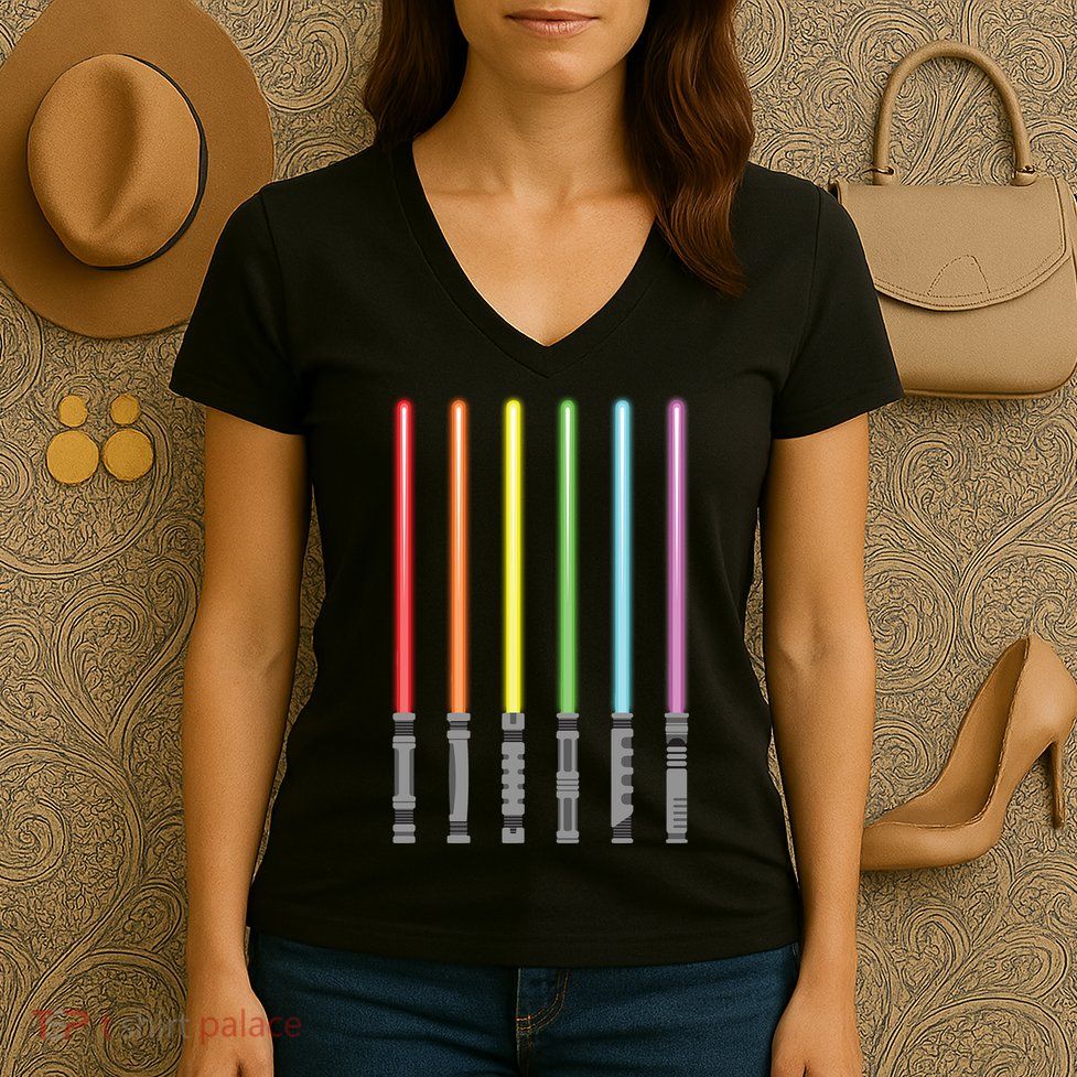 Light Sword Rainbow Color Women's V-Neck T-Shirt