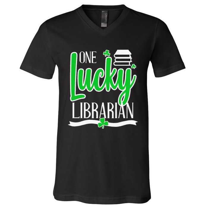 Lucky Librarian St Patricks Day Library Science Major Gift V-Neck T-Shirt