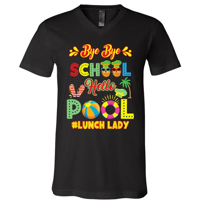 Lunch Lady Summer Break Lunch Lady Off Duty School Cafeteria V-Neck T-Shirt