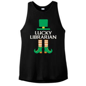 Lucky Librarian St Patrick's Day Leprechaun Book Lover Read Gift Ladies PosiCharge Tri-Blend Wicking Tank