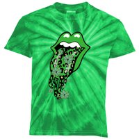 Leopard Lips Sexy Green Cool Irish Shamrock St Patricks Day Kids Tie-Dye T-Shirt