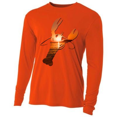 Lobster Lovers Silhouette Earth Day And Ocean Week Meaningful Gift Cooling Performance Long Sleeve Crew