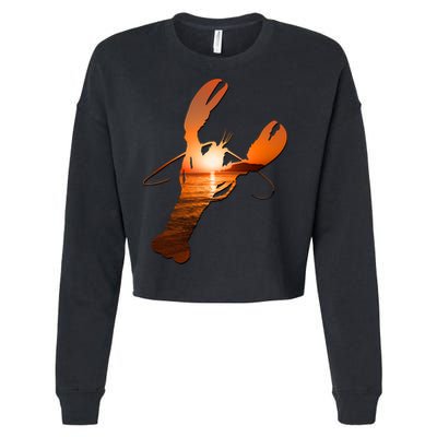 Lobster Lovers Silhouette Earth Day And Ocean Week Meaningful Gift Cropped Pullover Crew