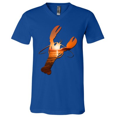 Lobster Lovers Silhouette Earth Day And Ocean Week Meaningful Gift V-Neck T-Shirt