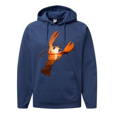 Lobster Lovers Silhouette Earth Day And Ocean Week Meaningful Gift Performance Fleece Hoodie