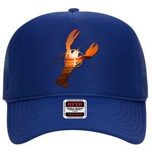 Lobster Lovers Silhouette Earth Day And Ocean Week Meaningful Gift High Crown Mesh Back Trucker Hat