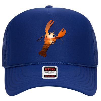 Lobster Lovers Silhouette Earth Day And Ocean Week Meaningful Gift High Crown Mesh Back Trucker Hat