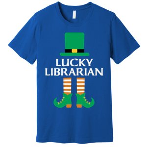 Lucky Librarian St Patrick's Day Leprechaun Book Lover Read Great Gift Premium T-Shirt