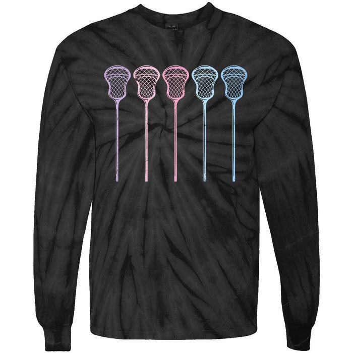 Lacrosse Lacrosse Sticks Woman Retro Tie-Dye Long Sleeve Shirt