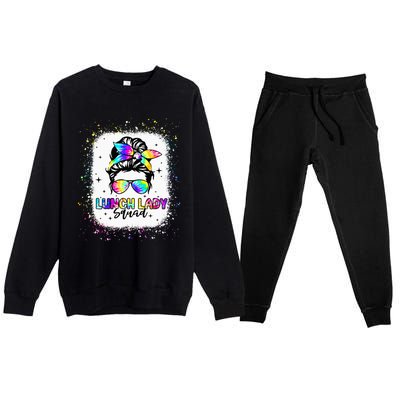 Lunch Lady Squad Messy Bun First Day Back To School Premium Crewneck Sweatsuit Set