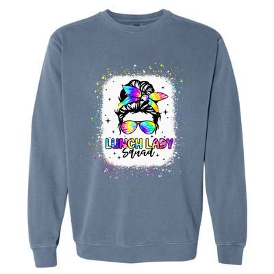 Lunch Lady Squad Messy Bun First Day Back To School Garment-Dyed Sweatshirt