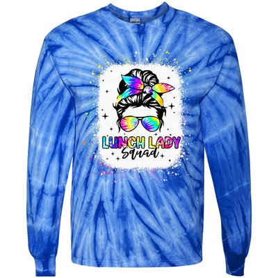 Lunch Lady Squad Messy Bun First Day Back To School Tie-Dye Long Sleeve Shirt