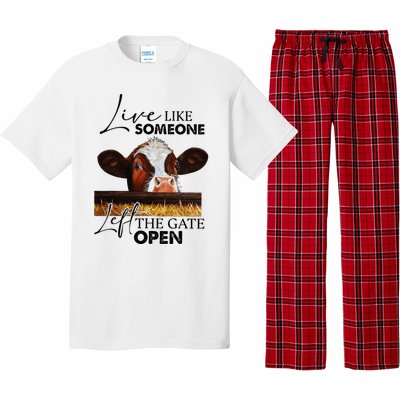 Live Like Someone Left The Gate Open Cow Pajama Set