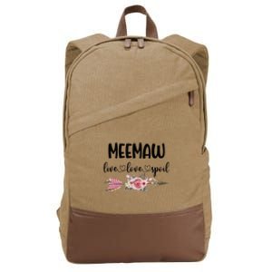 Live Love Spoil Meemaw Flower Meemaw Mother's Day Cotton Canvas Backpack