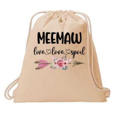 Live Love Spoil Meemaw Flower Meemaw Mother's Day Drawstring Bag