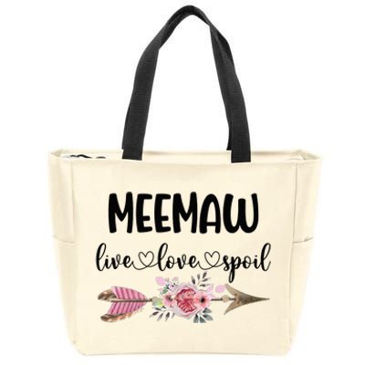 Live Love Spoil Meemaw Flower Meemaw Mother's Day Zip Tote Bag