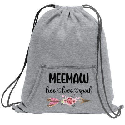 Live Love Spoil Meemaw Flower Meemaw Mother's Day Sweatshirt Cinch Pack Bag