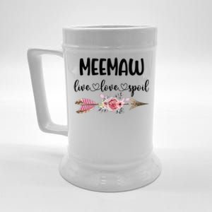 Live Love Spoil Meemaw Flower Meemaw Mother's Day Beer Stein