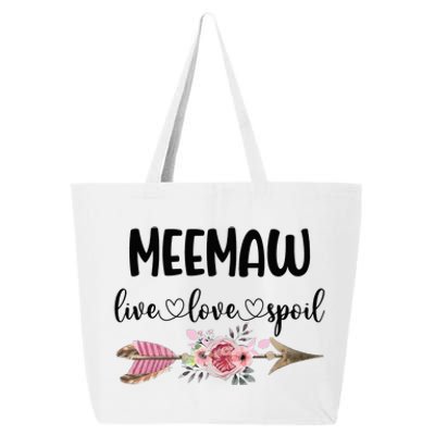 Live Love Spoil Meemaw Flower Meemaw Mother's Day 25L Jumbo Tote