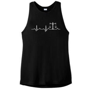 Lawyer Law School Gift Balance Heartbeat Attorney Ladies PosiCharge Tri-Blend Wicking Tank