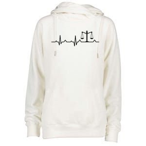 Lawyer Law School Gift Balance Heartbeat Attorney Womens Funnel Neck Pullover Hood