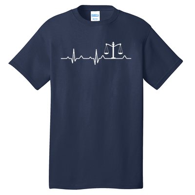 Lawyer Law School Gift Balance Heartbeat Attorney Tall T-Shirt