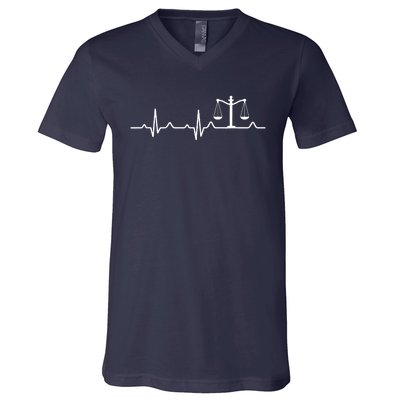 Lawyer Law School Gift Balance Heartbeat Attorney V-Neck T-Shirt