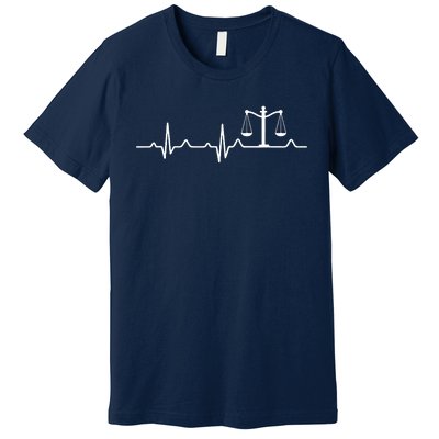 Lawyer Law School Gift Balance Heartbeat Attorney Premium T-Shirt