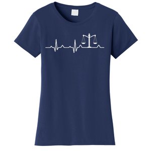 Lawyer Law School Gift Balance Heartbeat Attorney Women's T-Shirt