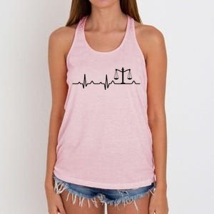 Lawyer Law School Gift Balance Heartbeat Attorney Women's Knotted Racerback Tank