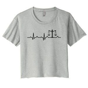 Lawyer Law School Gift Balance Heartbeat Attorney Women's Crop Top Tee