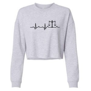 Lawyer Law School Gift Balance Heartbeat Attorney Cropped Pullover Crew