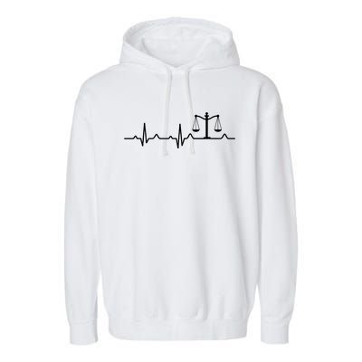 Lawyer Law School Gift Balance Heartbeat Attorney Garment-Dyed Fleece Hoodie