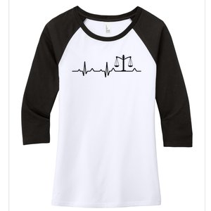 Lawyer Law School Gift Balance Heartbeat Attorney Women's Tri-Blend 3/4-Sleeve Raglan Shirt