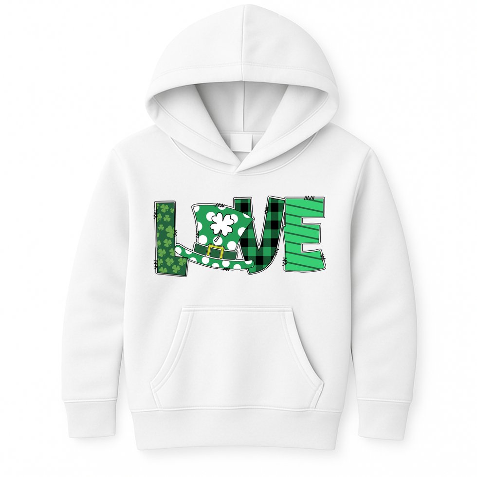 Love Leprechaun St Patricks Day Gift Cute Shamrock Kids Hoodie