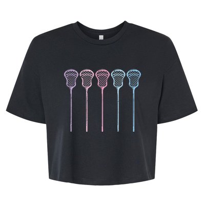 Lacrosse Lacrosse Sticks Woman Girl Retro Bella+Canvas Jersey Crop Tee