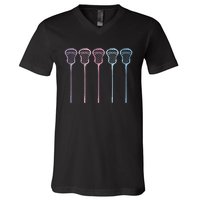 Lacrosse Lacrosse Sticks Woman Girl Retro V-Neck T-Shirt