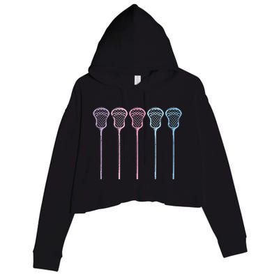 Lacrosse Lacrosse Sticks Woman Girl Retro Crop Fleece Hoodie