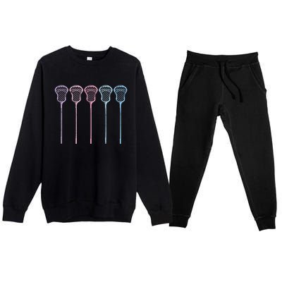 Lacrosse Lacrosse Sticks Woman Girl Retro Premium Crewneck Sweatsuit Set