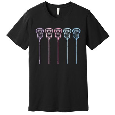 Lacrosse Lacrosse Sticks Woman Girl Retro Premium T-Shirt