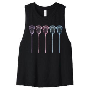 Lacrosse Lacrosse Sticks Woman Girl Retro Women's Racerback Cropped Tank