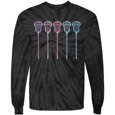 Lacrosse Lacrosse Sticks Woman Girl Retro Tie-Dye Long Sleeve Shirt